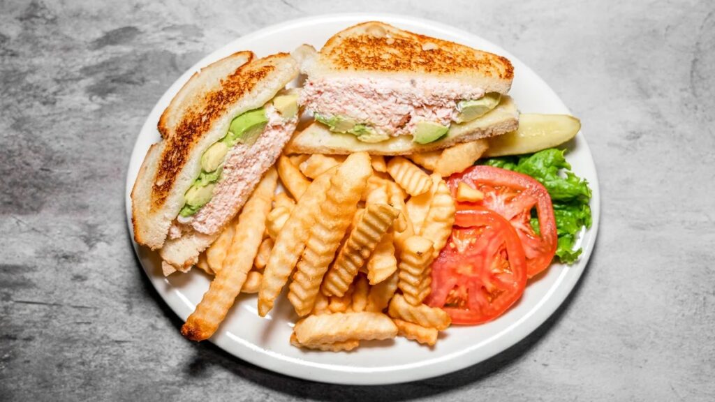 Crab sandwich with avocado and Monterey Jack cheese at Good Day Café in Vallejo